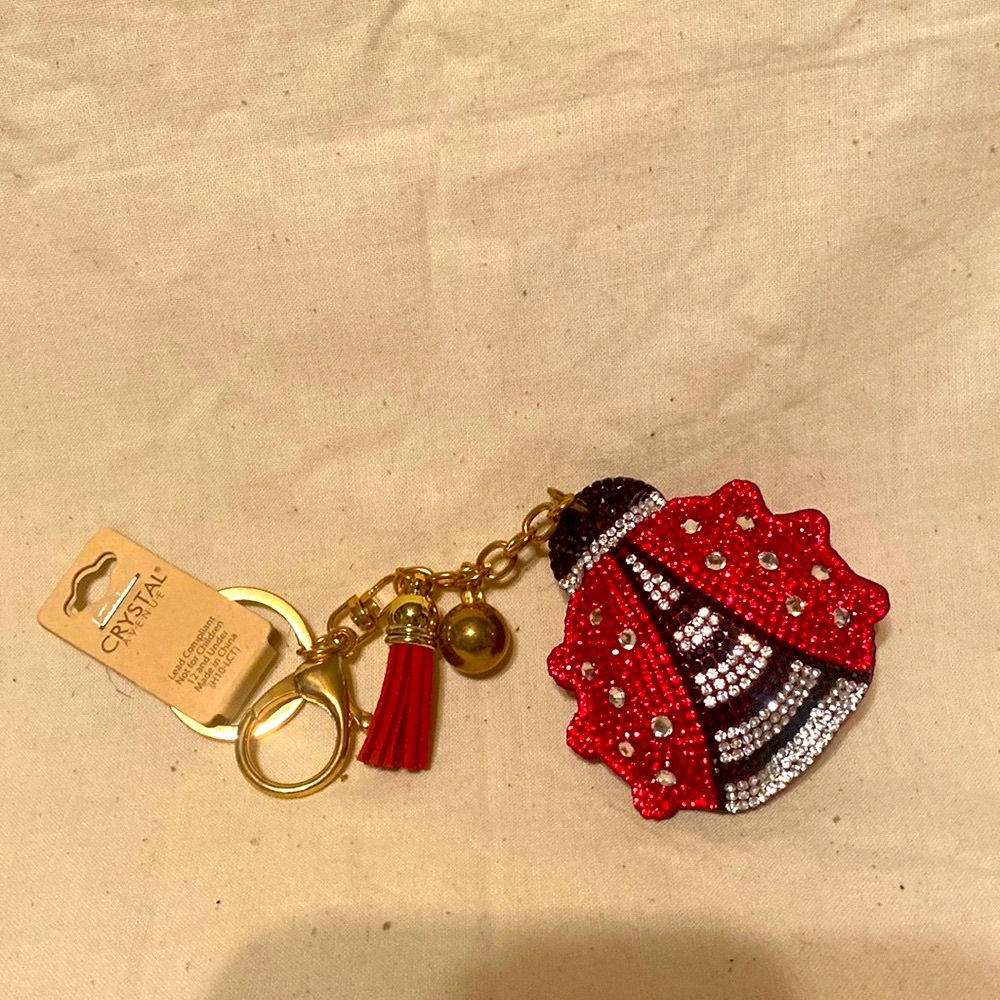 CRYSTAL AVENUE LADY BUG KEYCHAIN WITH TASSEL
